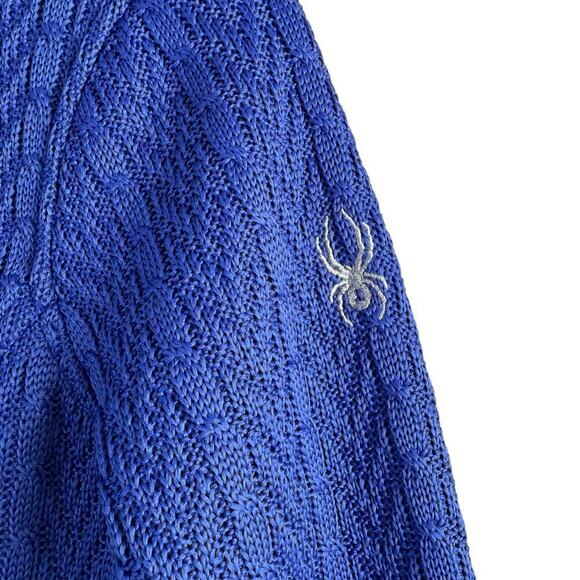 Spyder Major Cable Stryke Sweater Jacket Full Zip Fleece Lined in Cobalt Blue, M - Picture 8 of 15